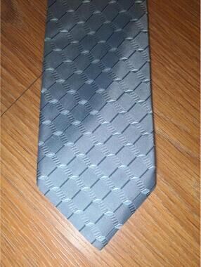 Ike Behar Silk Tie Gray Striped Geometric Handmade in USA